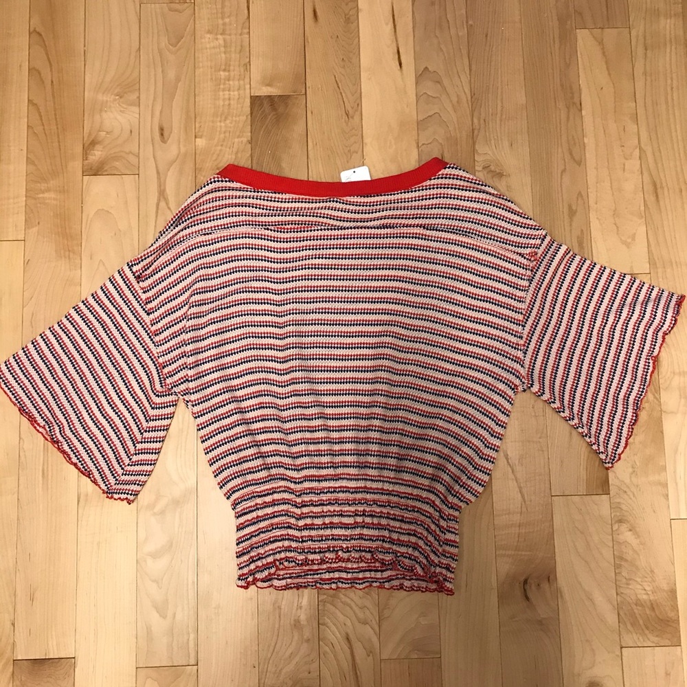NWT Free People Bat Wing Soft Striped Red Top - Picture 6 of 7
